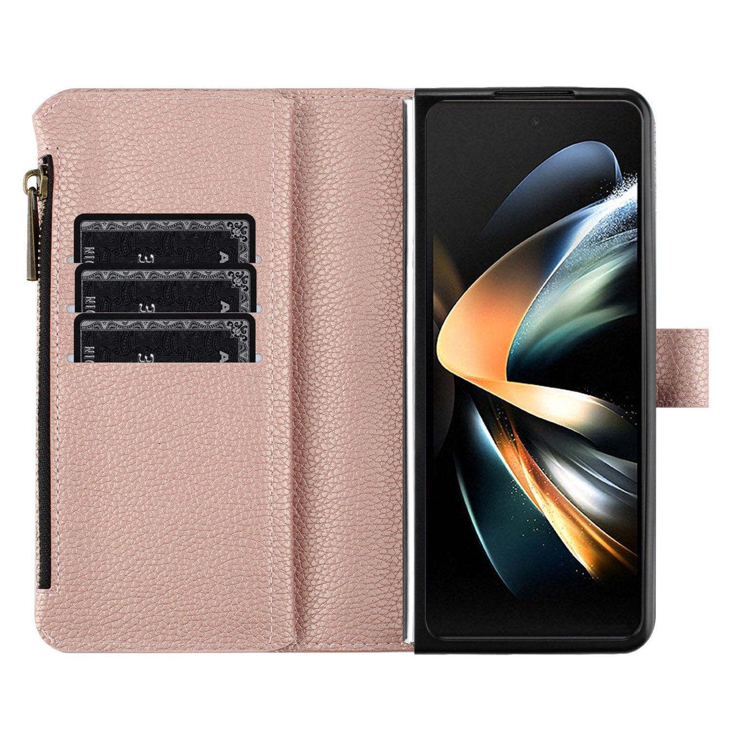 BINFEN COLOR Zipper Wallet Phone Case for Samsung Galaxy Z Fold3 5G Litchi Texture PU Leather Flip Cover BINFEN COLOR Zipper Wallet Phone Case for Samsung Galaxy Z Fold3 5G Litchi Texture PU Leather Flip Cover